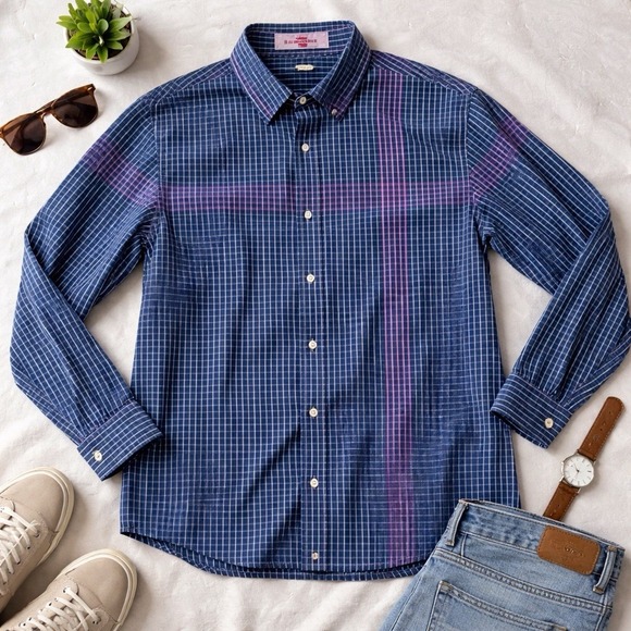Tommy Bahama Other - Tommy Bahama Plaid Button Down Shirt L Blue Pink 100% Cotton